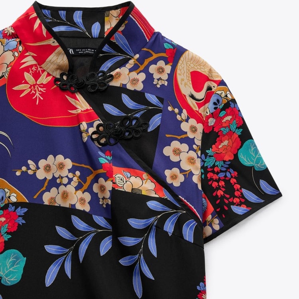 Zara Satin Effect Print Dress - Picture 8 of 9